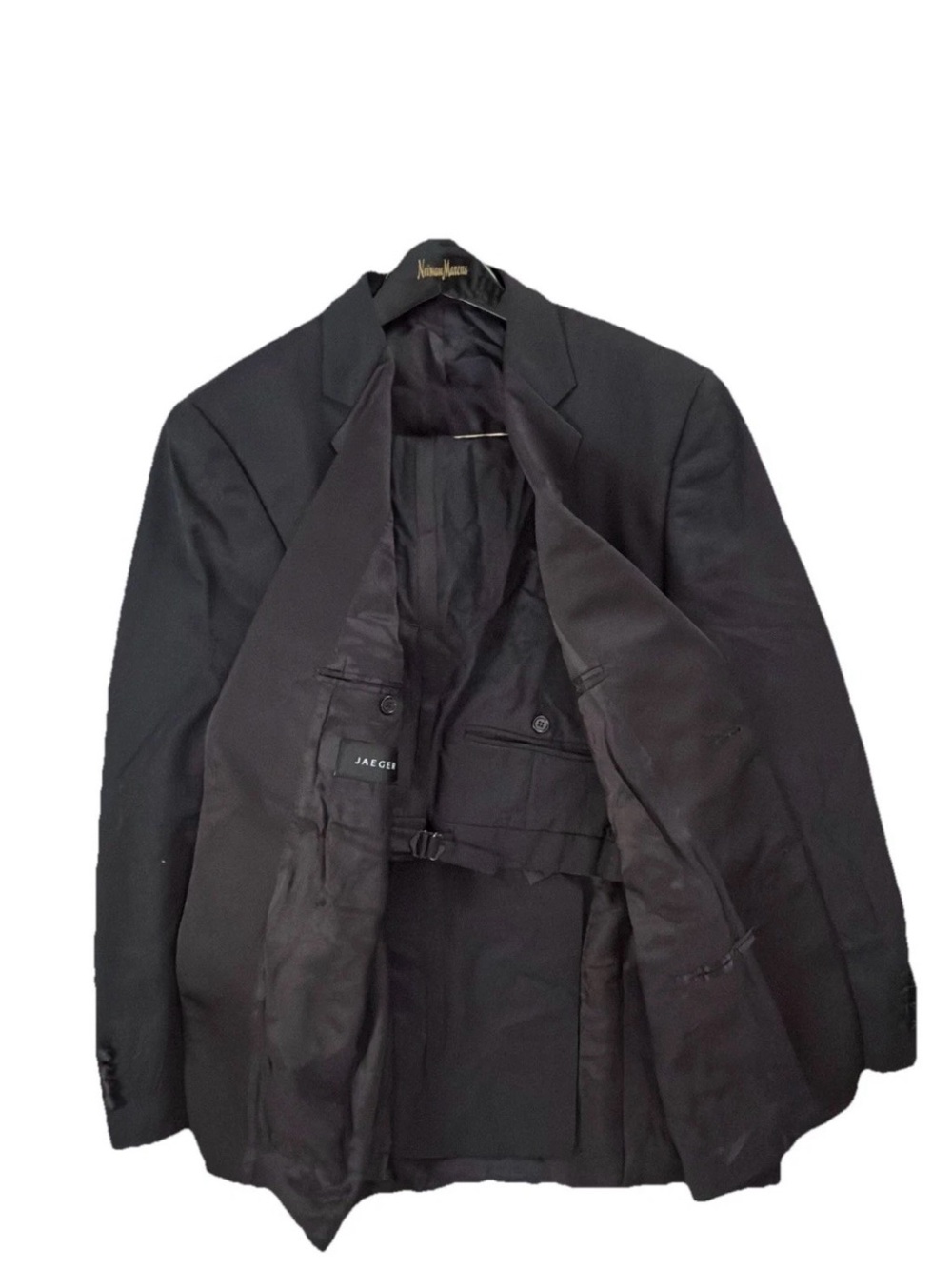 Jaeger London Tuxedo Suit 42R Jacket / 36W Pants 100% Wool Black